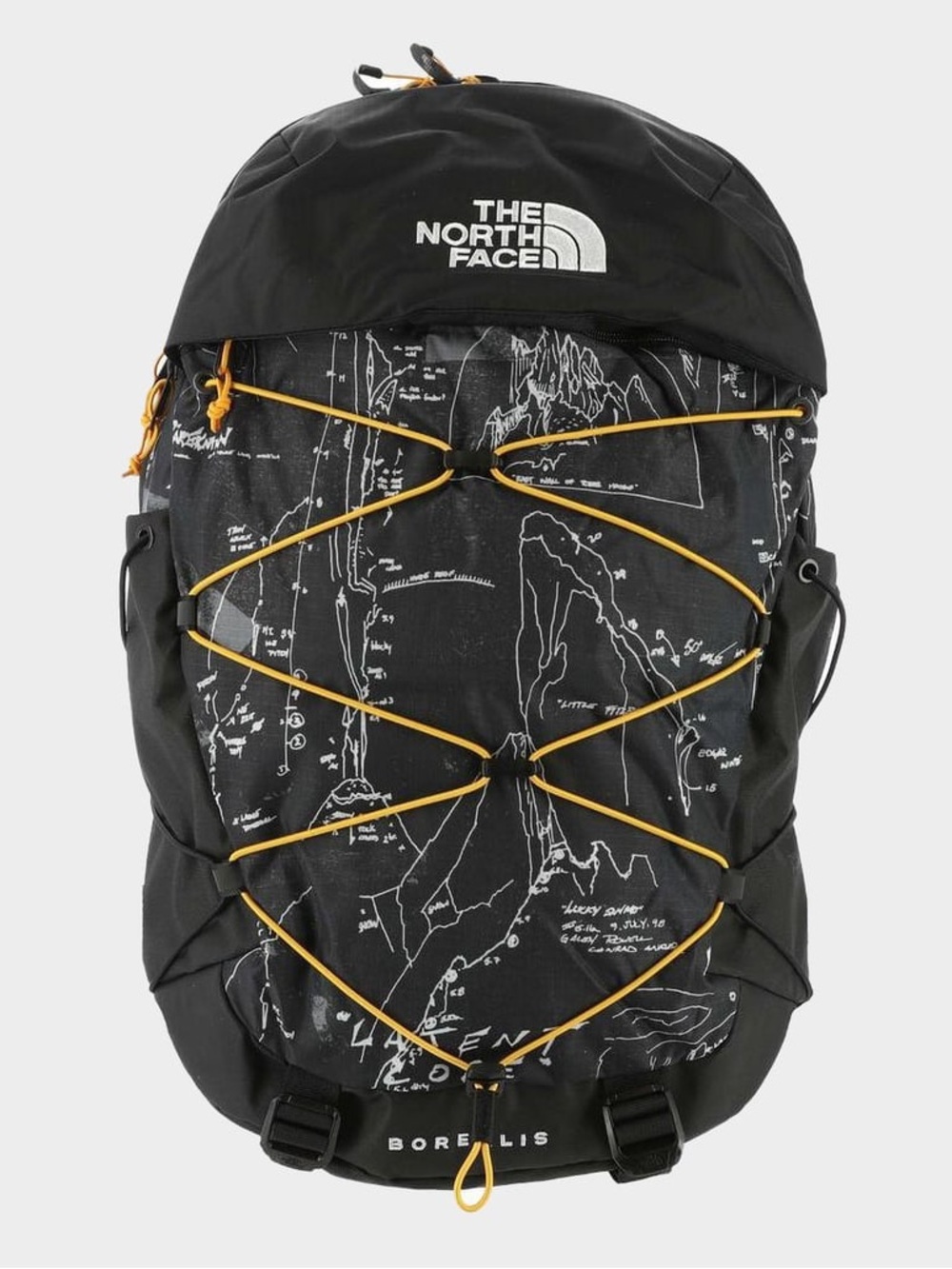 The North Face Borealis Black Backpack with Yellow Bungee in Anthracite Grey